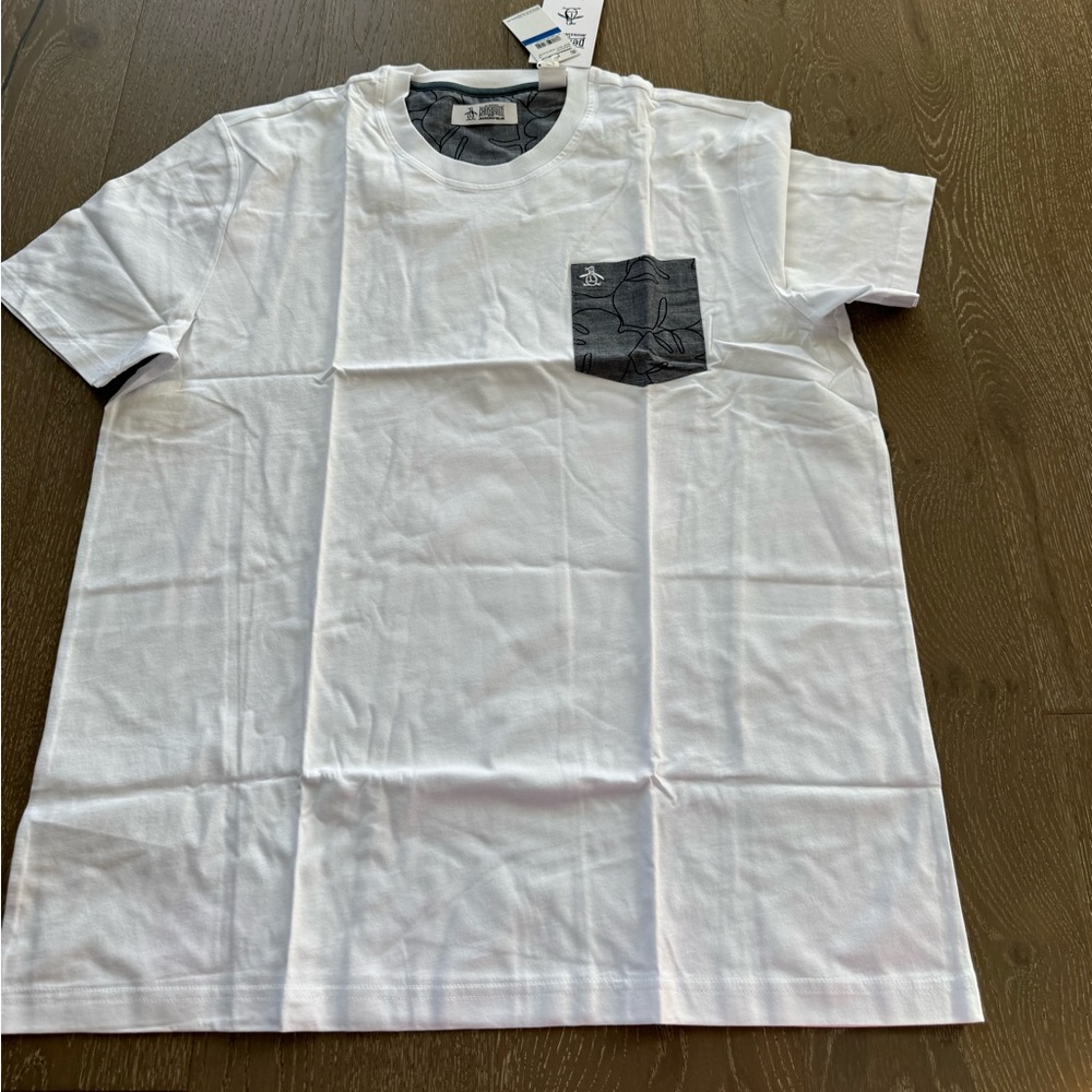 Original Penguin White T-Shirt with Black Pocket